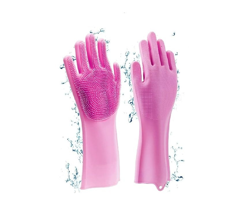 Silicone Cleaning Gloves – Heat Resistant Dishwashing & Household Scrub Gloves