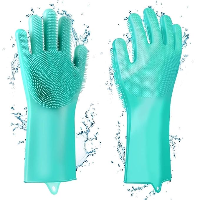 Silicone Cleaning Gloves – Heat Resistant Dishwashing & Household Scrub Gloves