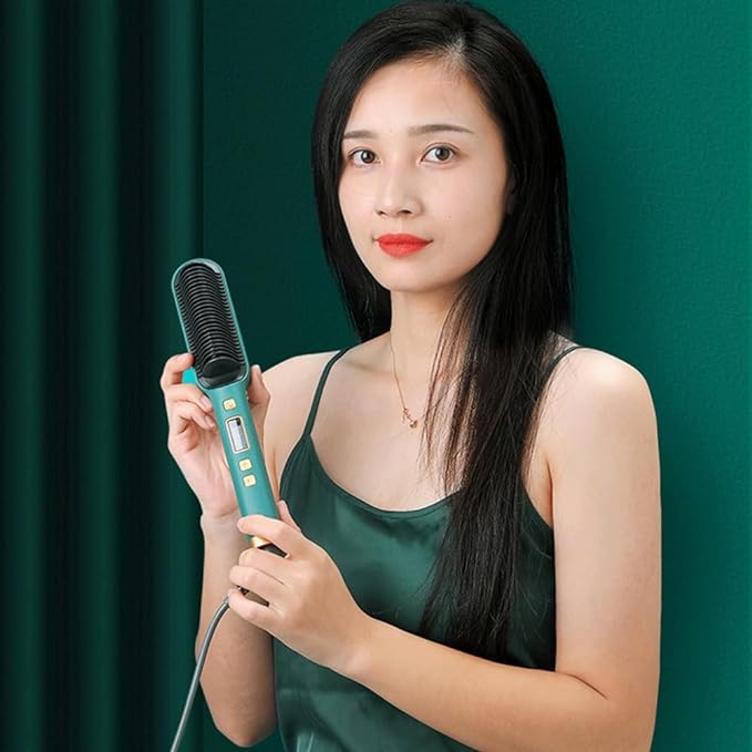 Hair Straightener Comb – 2-in-1 Electric Hot Brush for Smooth &amp; Straight Hair – Fast Heating with Anti-Scald Design